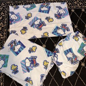 Peanuts Snoopy & Woodstock Roller Skating Flat & Fitted Sheets Twin & Pillowcase